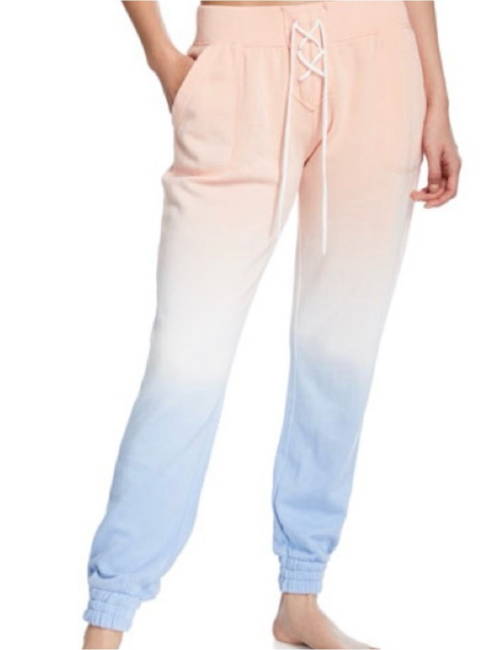 Pj Salvage Tie-Dye Ombre Jogger Pants - Peach to Light Blue L